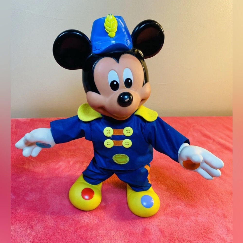 Vintage 1990 Mickey Mouse Marching Band Leader Squeak Doll 12”Disney Mattel Rare